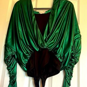 Lovers + friends emerald green body suit